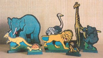 animaux en carton sur support bois - éditions Nilsson 1927/1928